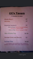 Cc's Tavern menu