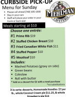 Mehlman's Cafeteria menu