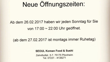 Seoul Korean Food & Sushi menu