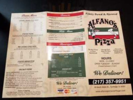 Alfano's Pizzeria menu