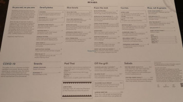 Busaba Eathai Covent Garden menu