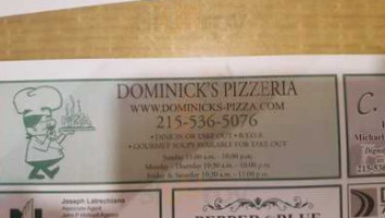 Dominick's Pizza menu