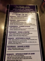 Jerseys Pub Grub menu