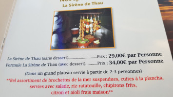 Le Point De Thau menu