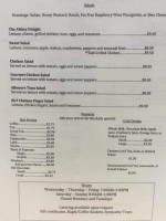 The Abbey Gourmet Coffeehouse menu