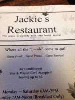 Jackie's menu