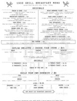 1933 Grill menu