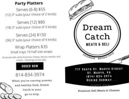 Dream Catch menu