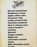 The Bean Biscuit menu