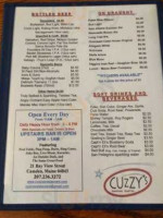 Cuzzy's menu