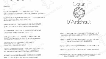 Coeur D'artichaut menu