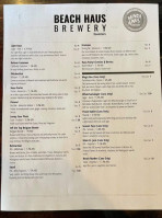 Beach Haus Brewery menu