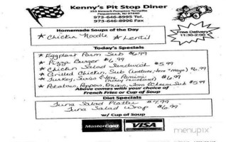 Kenny's Pit Stop menu