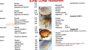 King Long menu