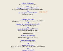 La Table Alsacienne menu