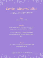 Tavolo Modern Italian menu