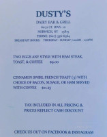 Dusty S Dairy Grill menu