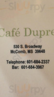 Cafe Dupre's Seafood menu