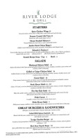 River Lodge Grill menu