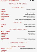 Le Punjab menu