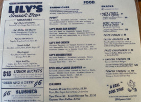 Lily's Snack menu