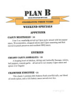 Plan B menu