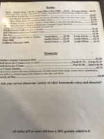 Earlystown Diner menu