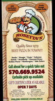 Rosetta's Pizzeria menu
