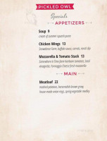 Pickled Owl (the) menu