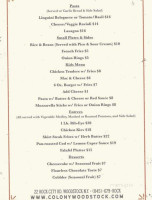 Colony Woodstock menu