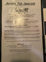 Gator's Pub menu