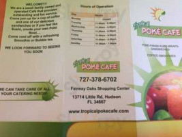 Tropical Poke Cafe menu