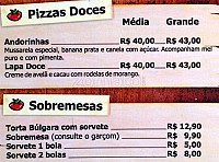 Pizza da Chapada menu