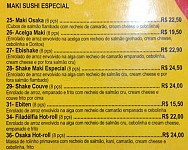 Osaka Sushi Café menu
