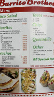 Burrito Brothers Penetang menu