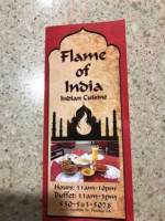 Flame Of India menu