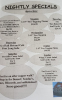 Dede's Diner/ Fast Ernie's Cafe menu