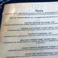 Casanova Italian menu