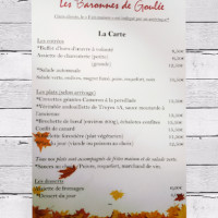 Les Baronnes De Goulée menu