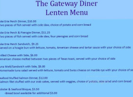 The Gateway Diner menu