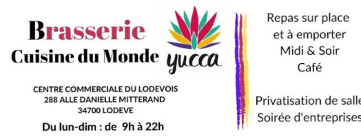 Brasserie Yucca Cuisine Du Monde Lodève menu