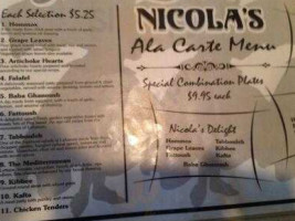 Nicola's menu