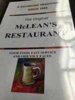 Mcleans menu