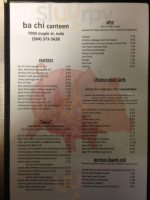Ba Chi Canteen menu