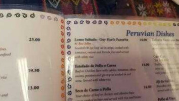 Taste of Peru menu