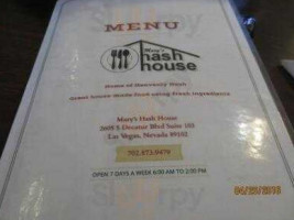 Mary’s Hash House menu