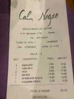 Cal Negre menu