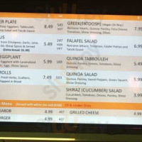 Shiraz Mediterranean Grill menu