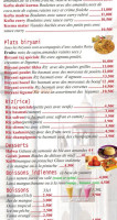 Tajmahal Express menu