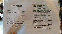 Au Mille Pates menu